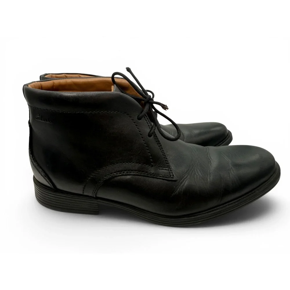 Clarks Mens Black Leather Chukka Boots Lace Up Ankle Dress Boots 26139190